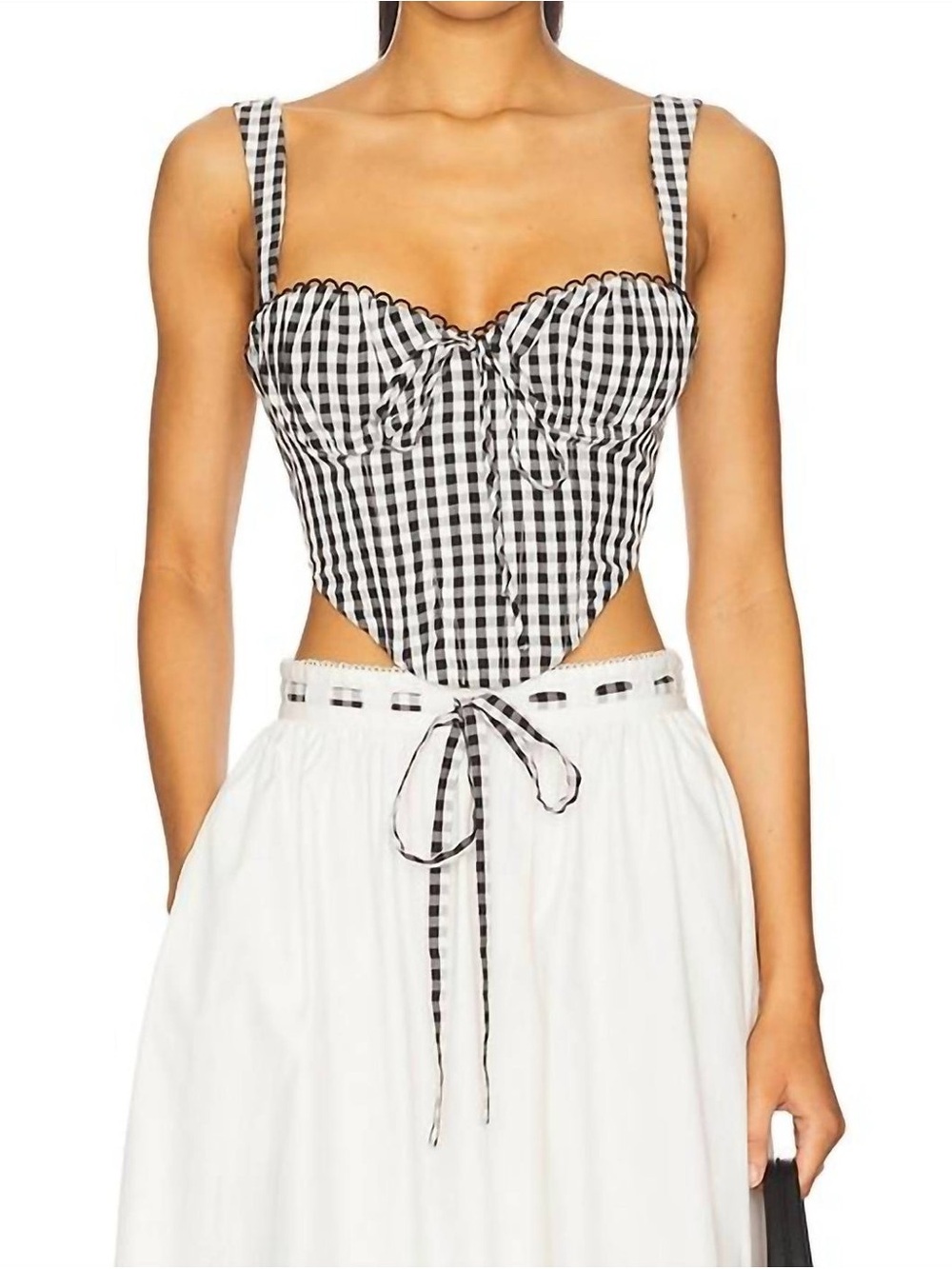 For Love & Lemons Sammie Bustier Black and White Gingham Top